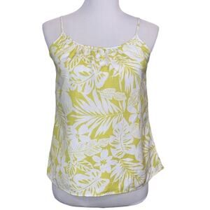 LOFT Petites Floral Chartreuse Linen Tank Sz XSP